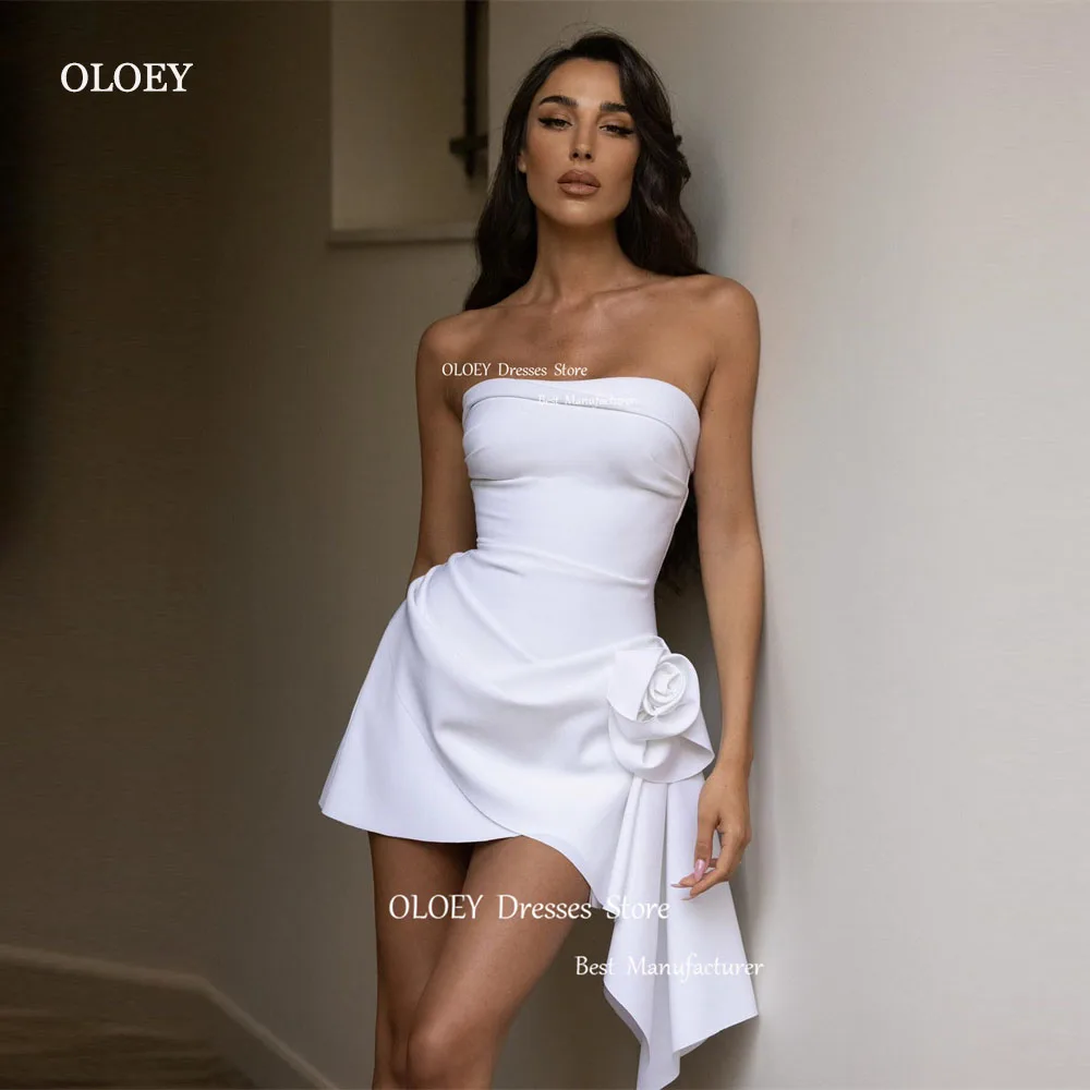 OLOEY 2024 Sexy Mini Soft Satin Short Wedding Gowns Women Summer Bridal Gowns Robe de mariage