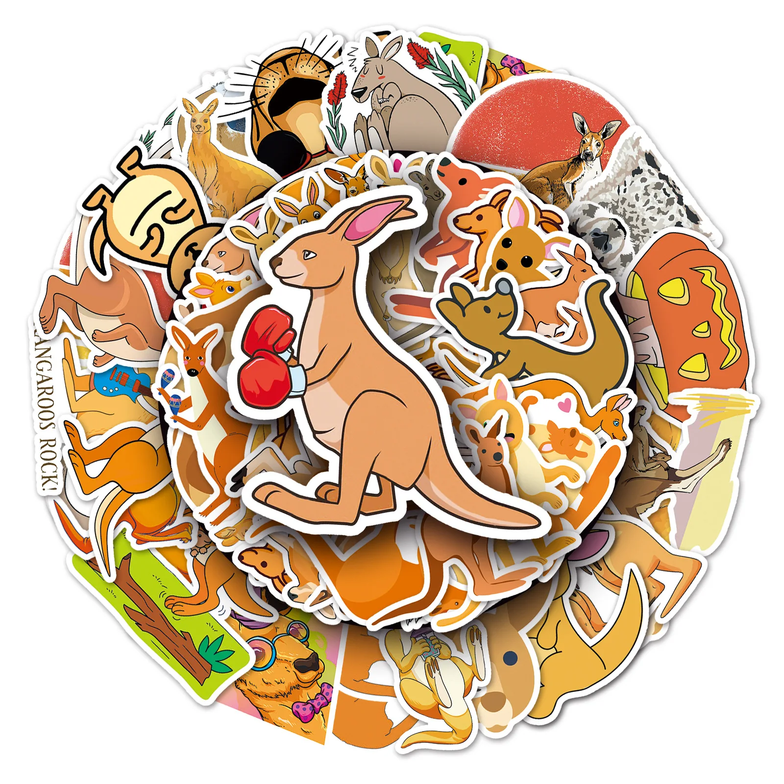 50pcs Cartoon Boxing Kangaroo Stickers Pack Ipad Phone Suitcase Scrapbook Journal Accessories DIY Sticker Journaling Materials