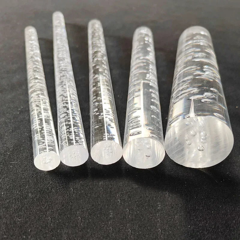 Transparent Acrylic Plastic Plexiglass Solid Rod PMMA Round Bar Organic Glass Rod Bubbles Rod Clear Light Guide Plastic Sticks