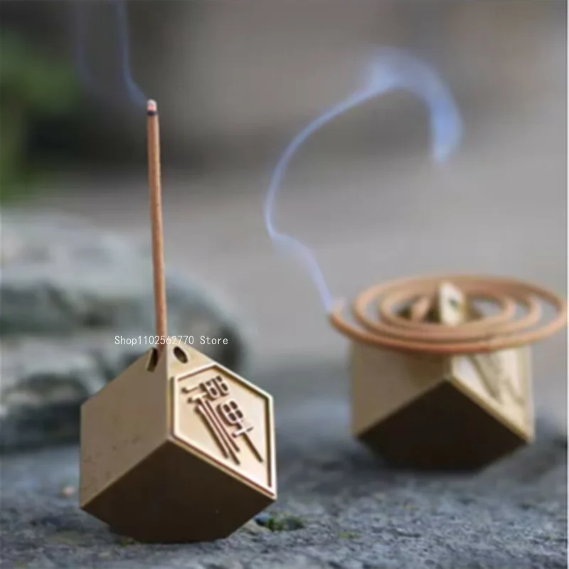 Mini Zen Square Type Line Incense Insert Pure Copper Small Incense Burner Pan Incense Holder DIY Home Incense Burner Ornaments