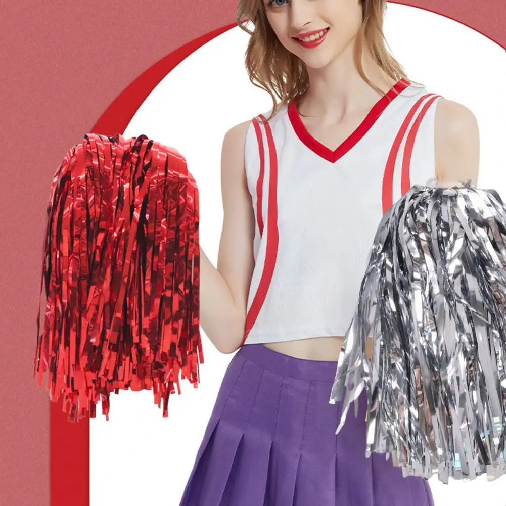 

Fluffy Hand Flowers Cheerleader Pompoms Sports Soccer Basketball Cheerleading Metallic Foil Pompoms Cheer Spirited Fun Pompoms