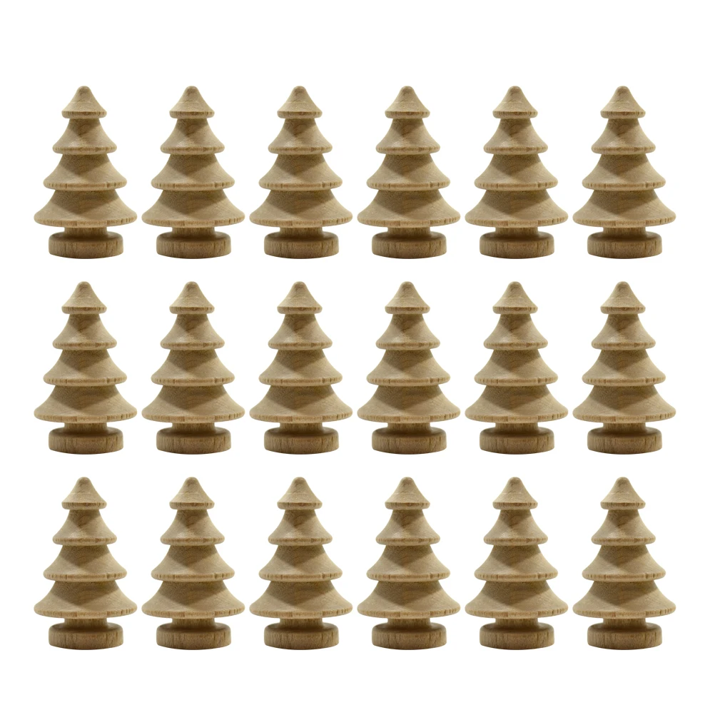 

20 Pcs Wood Crafts Xmas Supplies Christmas Tree Shaped Gift for Decor Table Wooden Decorate
