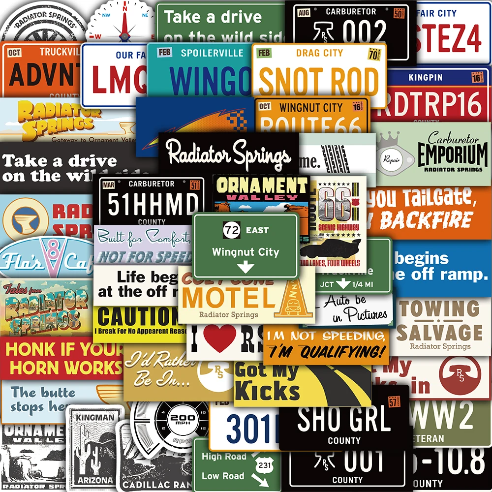 50PCS Disney Autos Angebot Aufkleber Harajuku Motorrad Telefon Retro Wasserdichte Fahrrad Wand Wasserdicht Café Gemeinschaft Schlafsaal