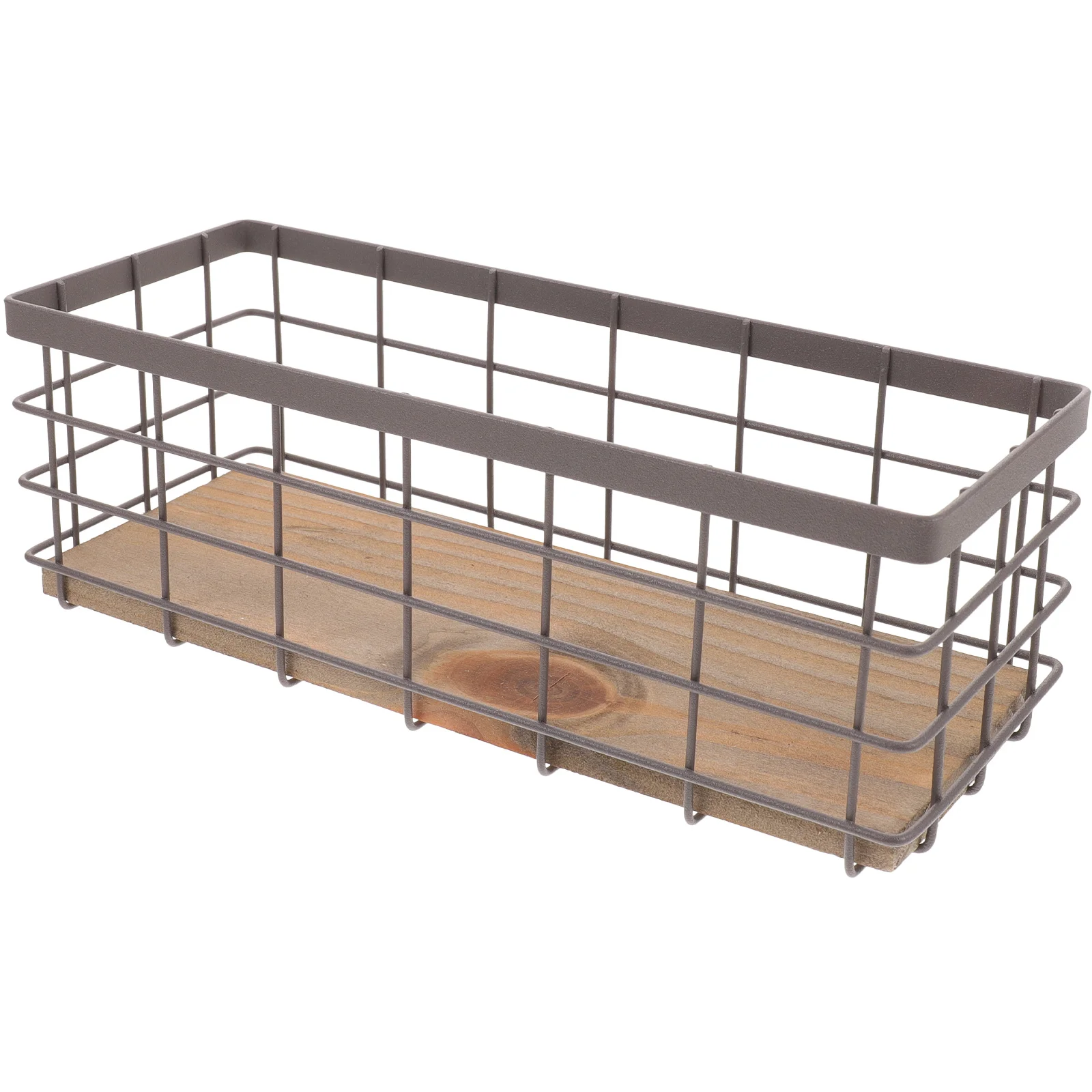 

Iron Storage Basket Wrought Metal Wire Baskets Container Lid Brown Rustic Home Office Desk Organizer Wall Mounted Storage