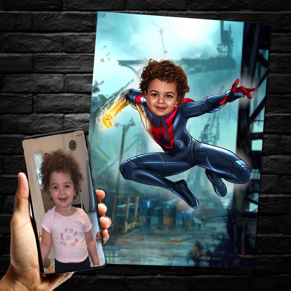 

Marvel-Spiderman Custom Canvas Posters For Kid Room Decor Custom Personalized Prins Picture Wall Art Children Gifts Ready Frame