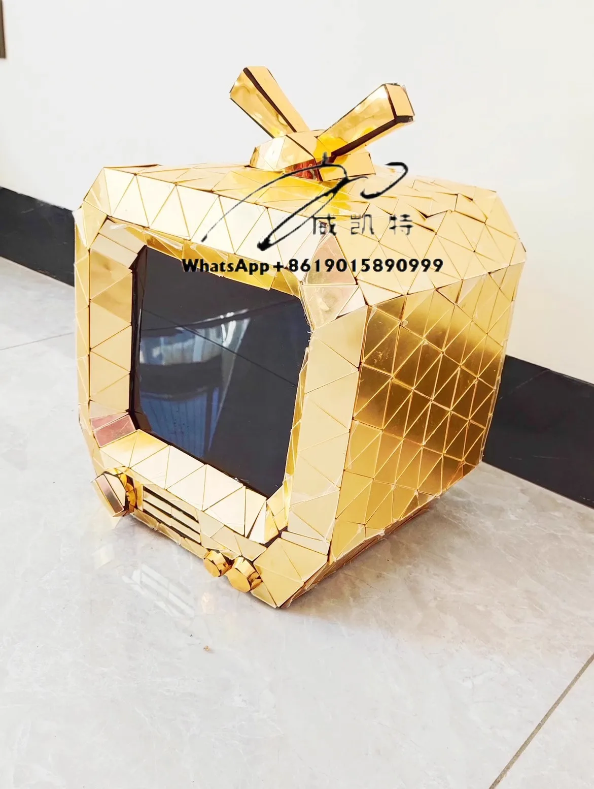 الذهبي الشظية أغطية الرأس التلفزيون مرآة عاكسة قناع التلفزيون حفلة تأثيري قناع خوذة للملهى الليلي #2