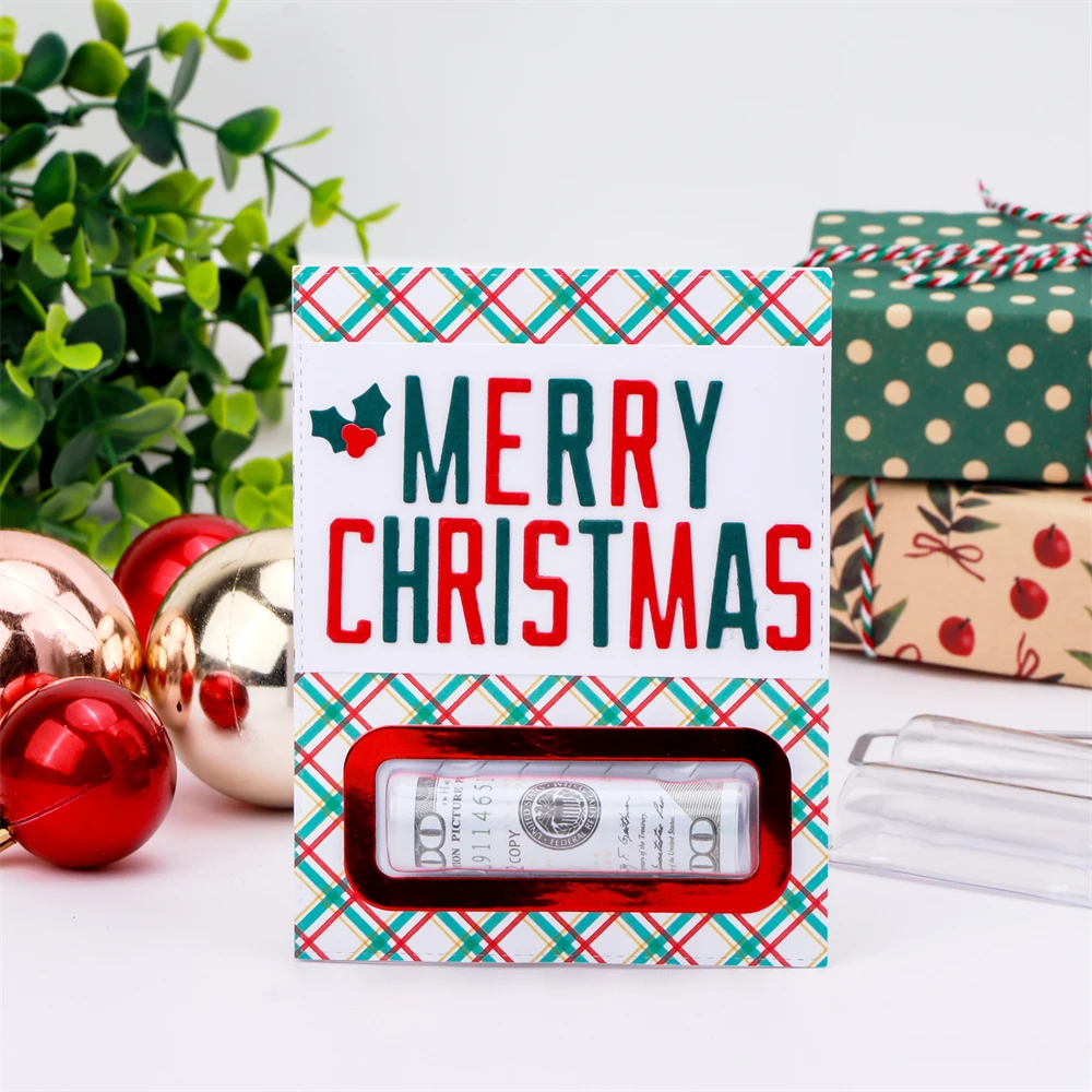 Plastic Clear Rectangle Domes Self-Adhesive Lip Balm Pouches Money Holder Candy Metal Cutting Dies DIY Scrapbooking Shaker Card