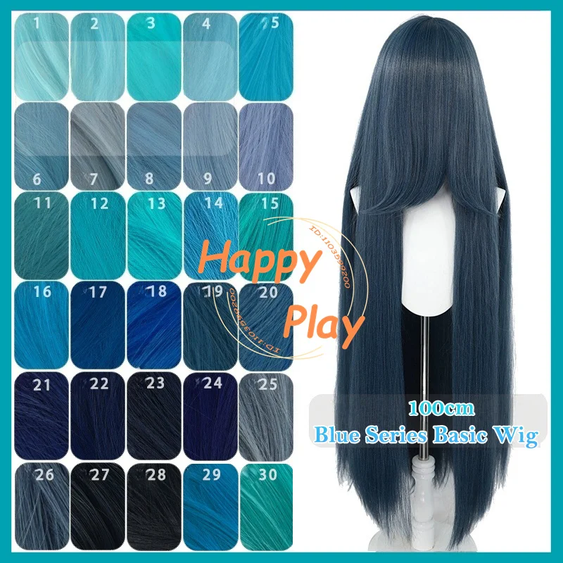 

Synthetic Thick Volume 500g 100cm Cosplay Wig Blue Series Compatible Universal Basic Anime Wig For Women Heat Resistant Hair