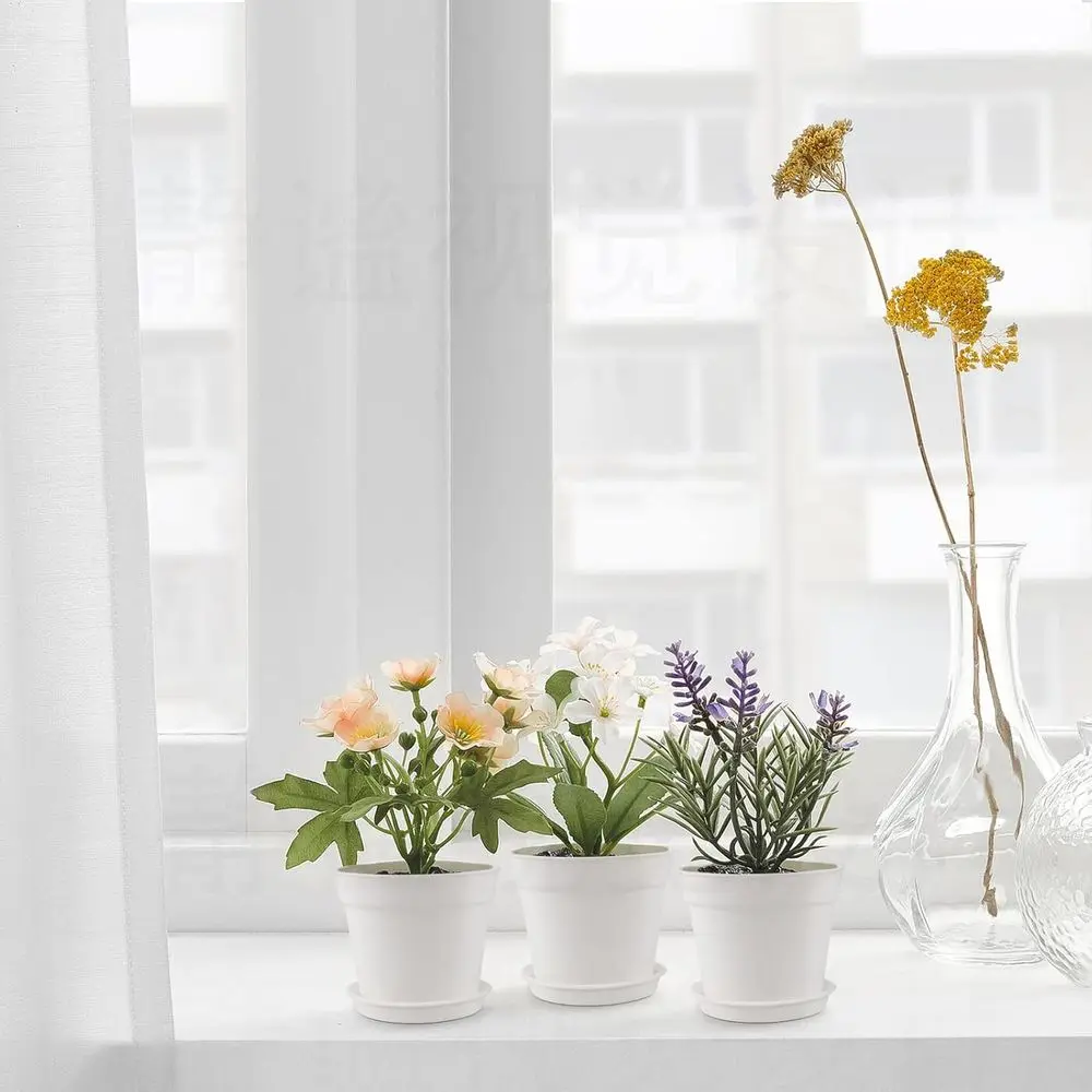 4 Inch Plastic Plant Pots with Drainage and Saucers, Ideal for Small Plants, Succulents, and Seedlings, White