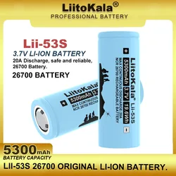 Liitokala-batería de litio recargable para linterna, pila de litio recargable de 5300mA adecuada para linterna, Actualización de 26700 LII-53S, 3,7 20A 26650 V, Lii-51S