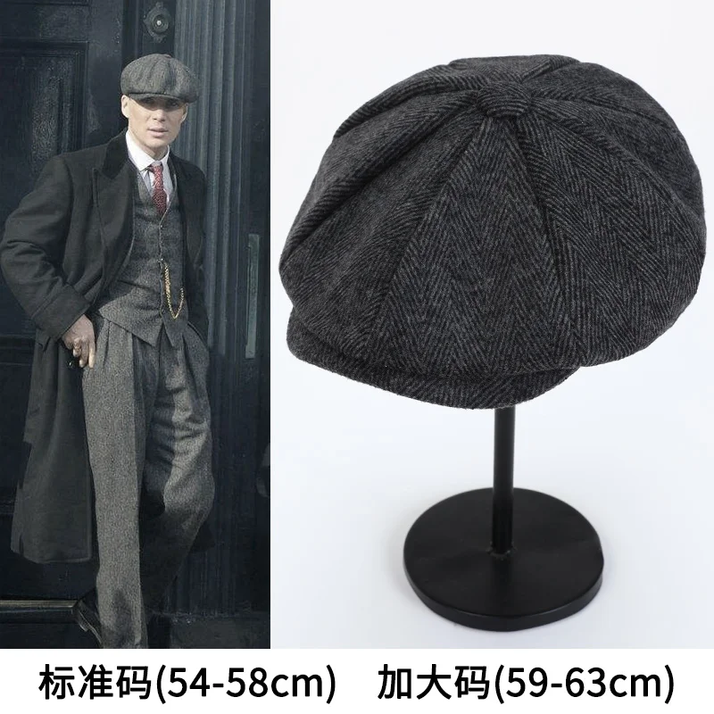 Men\'s Tweed British Newsboy Hat Herringbone Gatsby Hat Street Hats Octagonal Brim Hat Four Seasons Hip Hop Beret Painter Hat