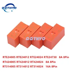 10Pcs 5V 12V 24V Power Relays RT314005 RT314012 RT314024 RT424005 RT424012 RT424024 RTE24005 RTE24012 RTE24024 8A/16A 8Pin Relay