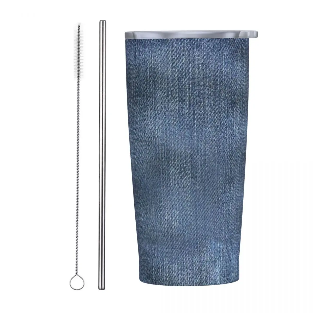 Denim Stainless Steel Tumbler Vacuum Insulated Mug Thermal Cold Cups Straws With Lid 20oz