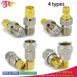 SMA Male Female to F Type Connector RF Coax Adapter Brass Gold Plated Straight Converter For TV Antenna