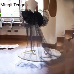 Mingli Tegnda Bride Bow Handmade Large Train Wedding Back Bow Detachable Brdie AccessorIes Tulle Black Women Belt Exaggerate
