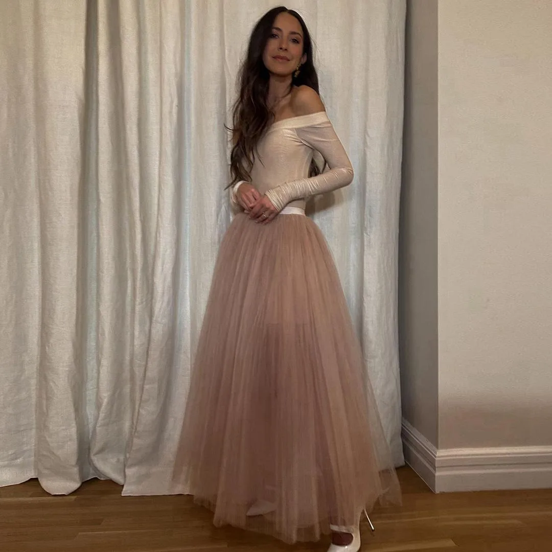 

Elegant Puffy Draped Long Pleated Tulle Skirts Floor Length Female Tutu Skirt For Bridal Photoshoots Custom Elastic Waist Saias