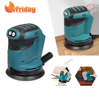 Electric Orbital Sander 125mm Brush Motor Wood Grinder Polisher Waxing Grinding Sanding Polishing Machine 18V For Makita Battery