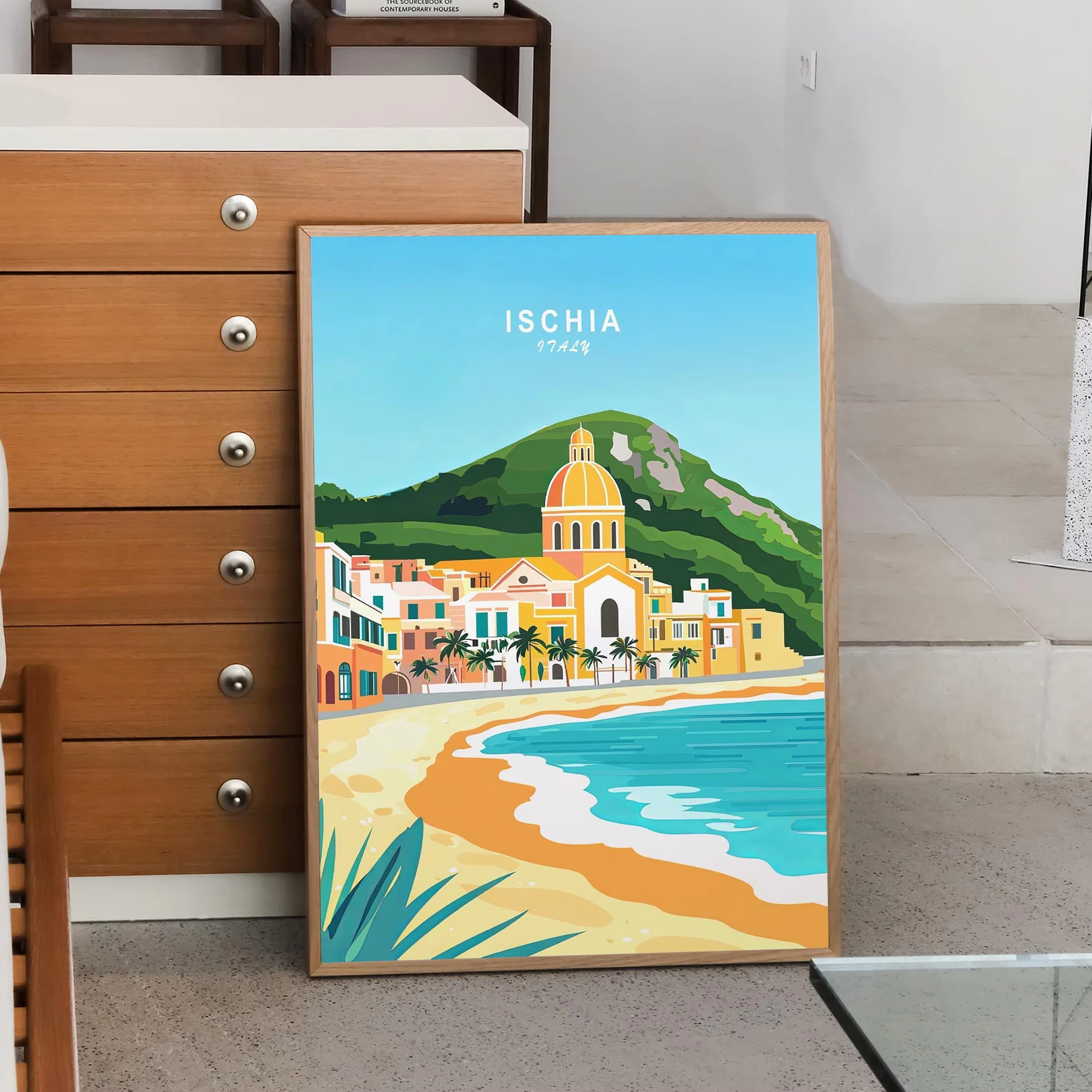 

Ischia travel wall art Italy travel poster Ischia Italy travel print Minimalist cityscape Personalized travel gift Home decor