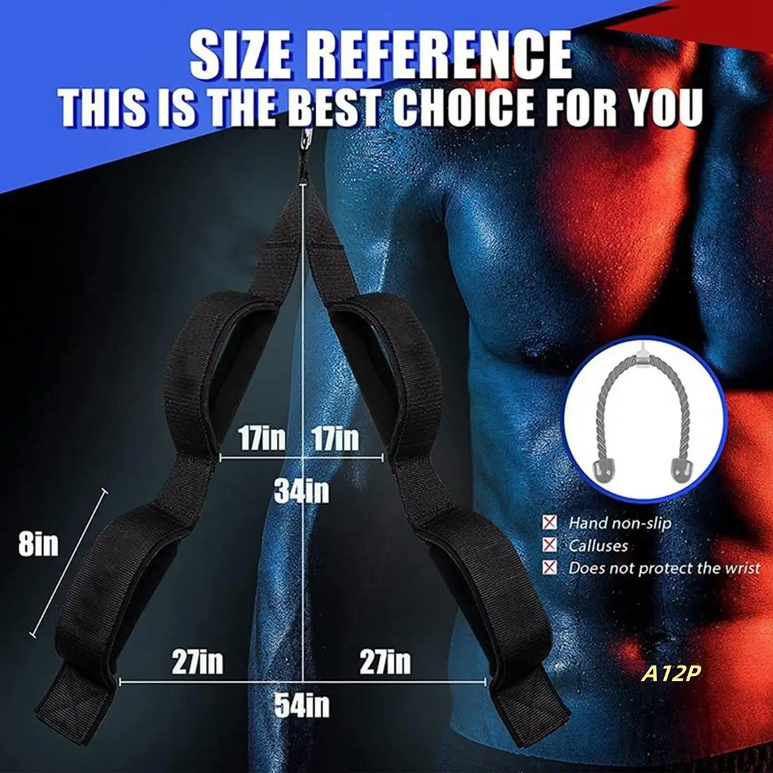 

Tricep Pull Down Rope Cable Attachment Handles Neoprene Pads For Home Gym Workout Training Exercise Equipment
