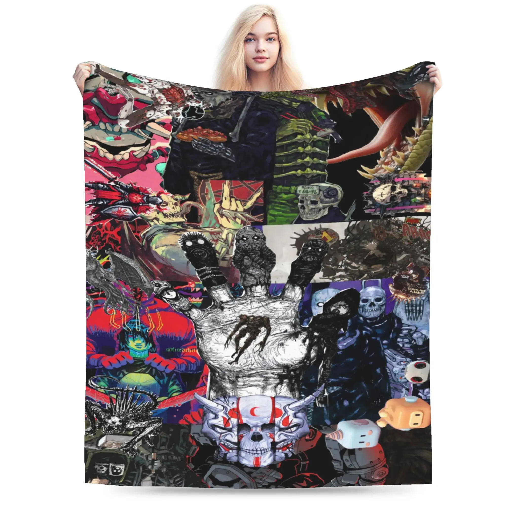 Dorohedoro Flannel Blanket Winter  Warm Soft Throw Blanket for Kids Outdoor Aesthetic Bedspread Sofa Bed Cover