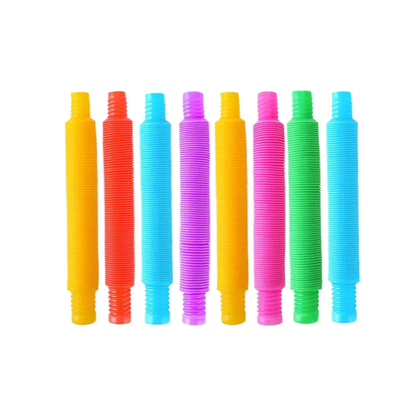 New 8 PCs Colorful Telescopic Tube Pop Tube Stretching Tube Corrugated Tube Children Adult Stress Relief Toy