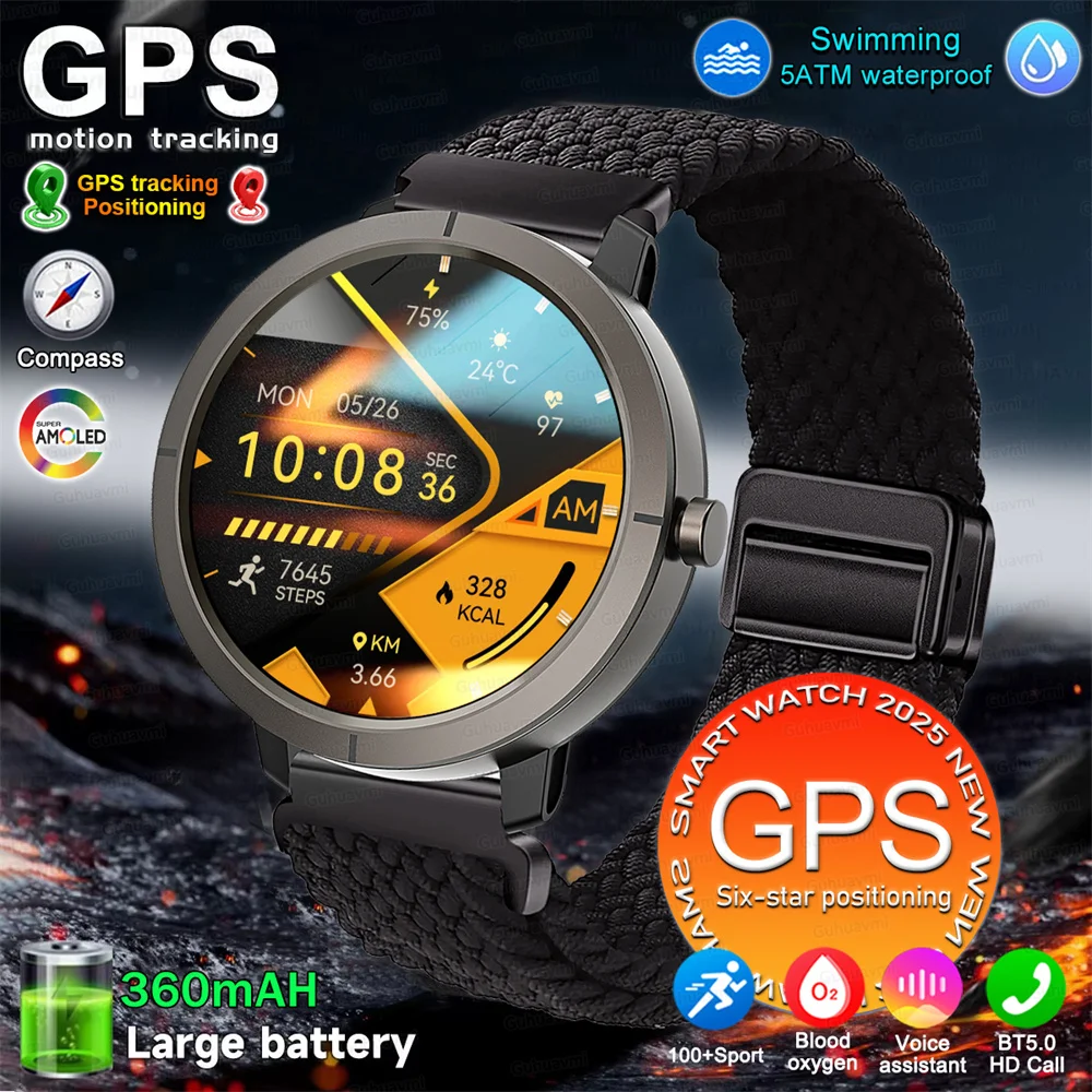 

Smartwatch GPS Six-star positioning HD AMOLED Watches Compass Altitude pressure 170+ Sport Modes GPS Smartwatch 5ATM Waterproof
