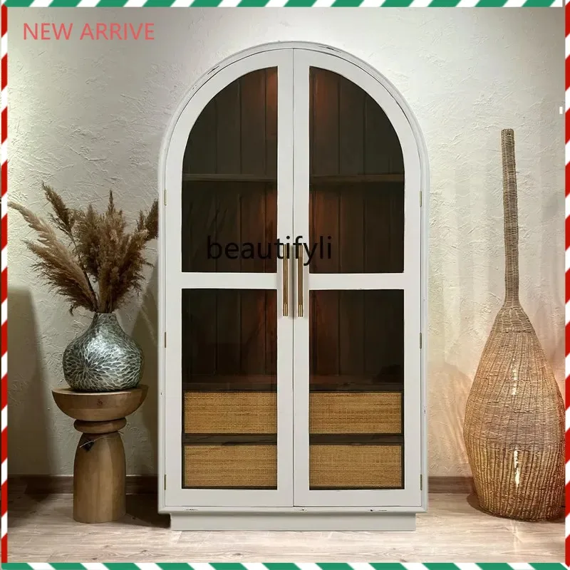 

D2520 Французский входной шкаф в стиле ретро, современный простой настенный декоративный шкаф для гостиной, американский арочный шкаф