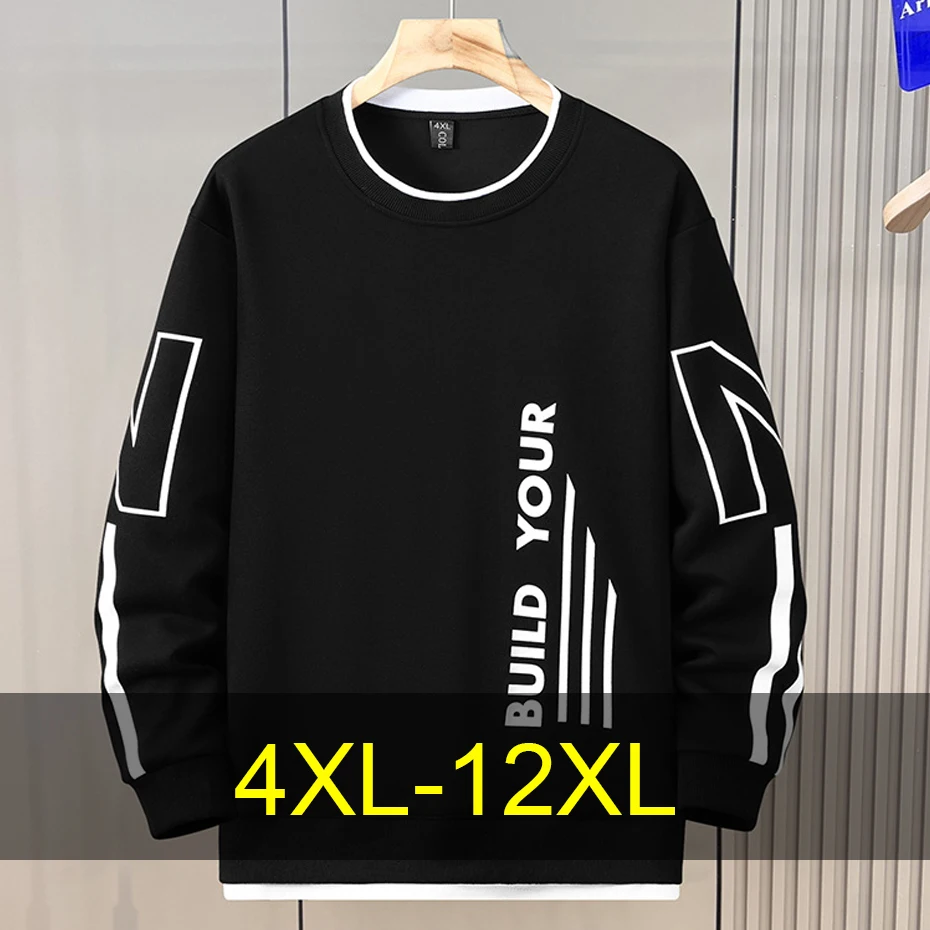 

Spring Autumn Sweatshirts Men 12XL Plus Size Sweatshirt Fashion Casual Print Pullover Big Size 12XL