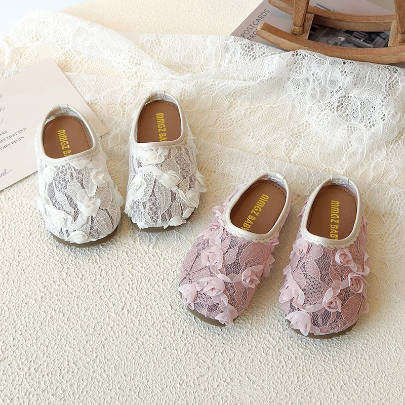 

Хит продаж 2026: весенние повседневные туфли для девочек, сетчатые, на шнуровке, милые детские балетки, розовые, бежевые, нескользящие, модные, для повседневной носки