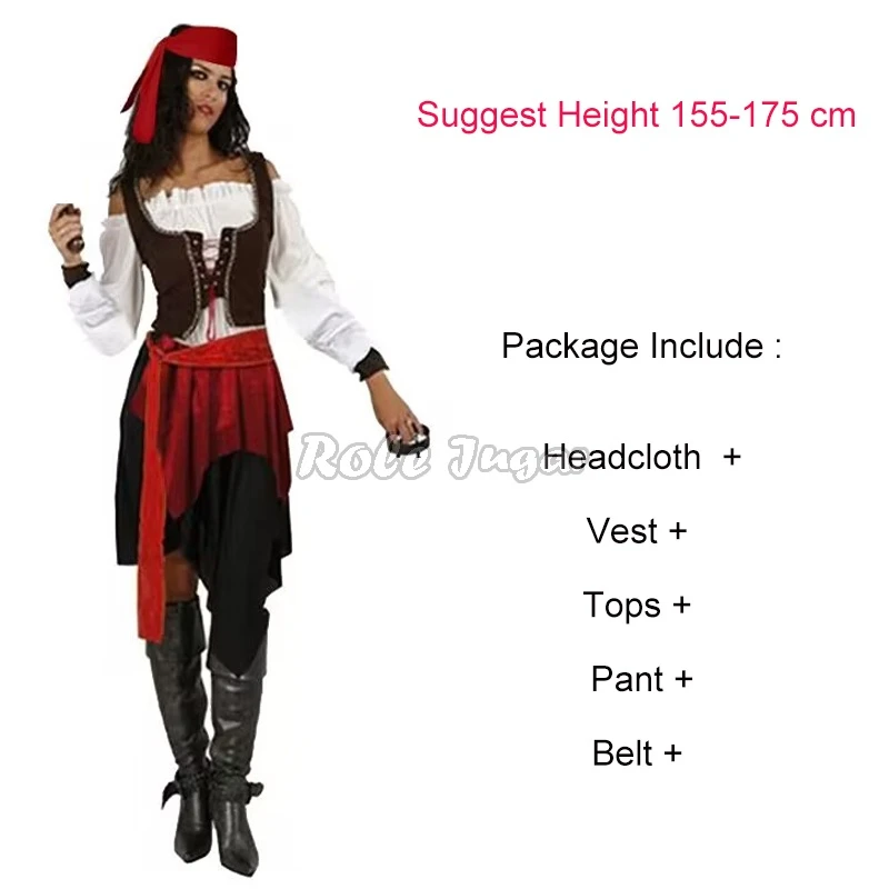 Adult Male Female Pirate Costume Halloween Cosplay Carnival Stage Party  Masquerade Couple Pirate Captain Outfits