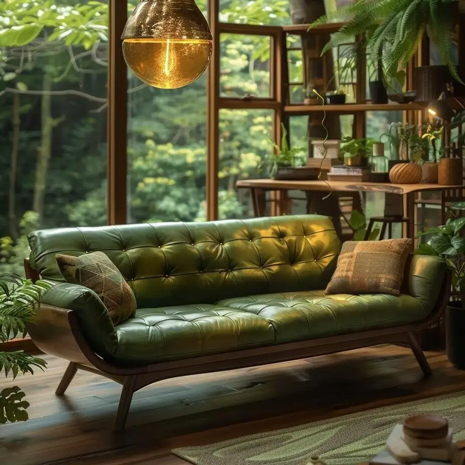 New Chinese-style black walnut villa meeting guest home straight row three-person leather art sofa simple high-end sofa