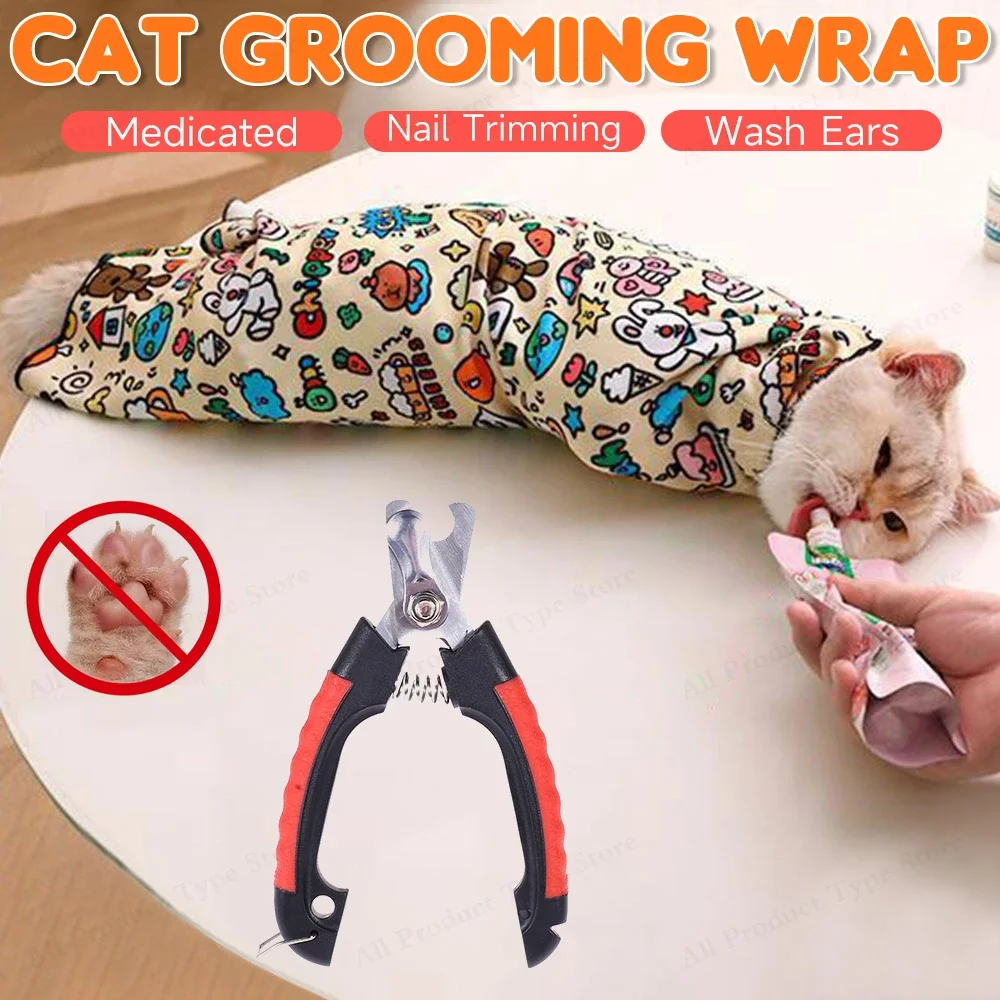 Pet Grooming Fixed Cloth Wrap Cat Wrap Grooming Nail Clippers Injections Self-adhesive Anti Bite Scratch Anti Escape Restraint B