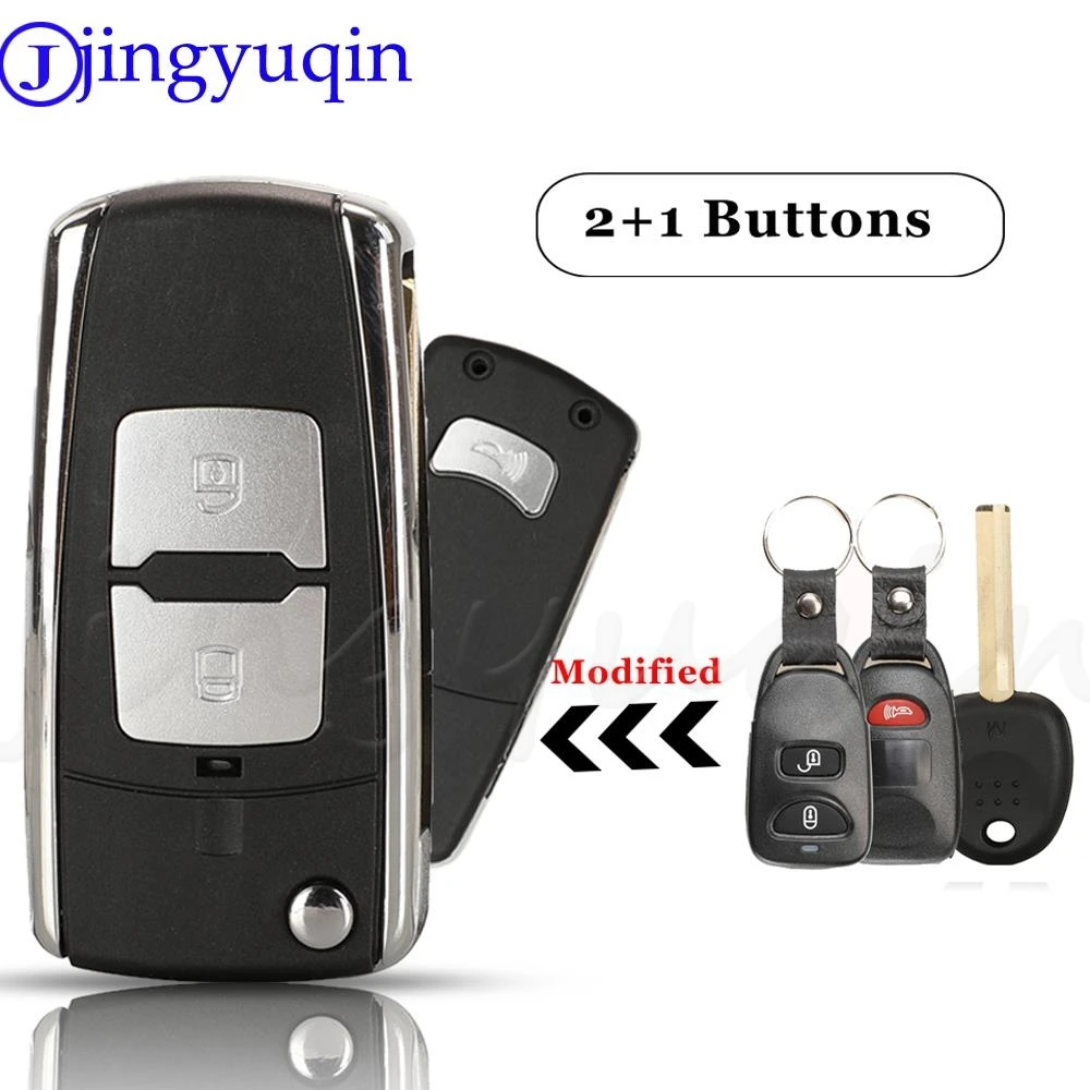 

jingyuqin 3 Buttons Replacement Remote Car Key Shell Cover Case Fob For Hyundai Elantra 2011 For Kia Uncut Blade Blank Key