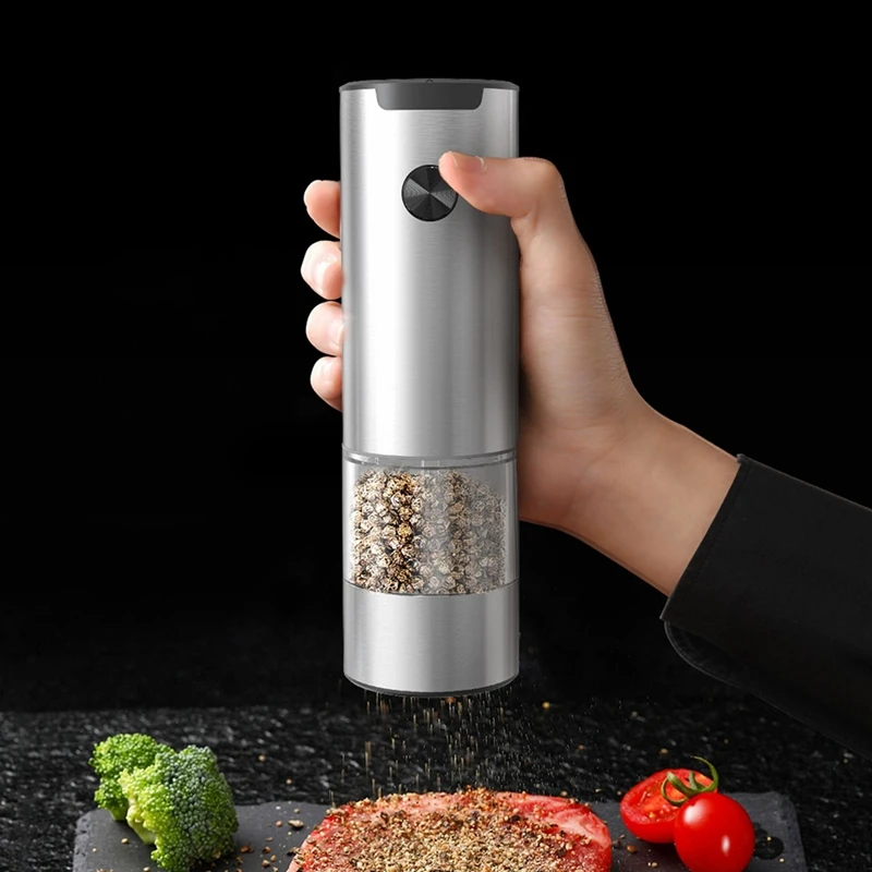 Automatic Electric Salt And Pepper Grinder Set With Base, Adjustable Coarseness For Peppercorn & Sea Salt