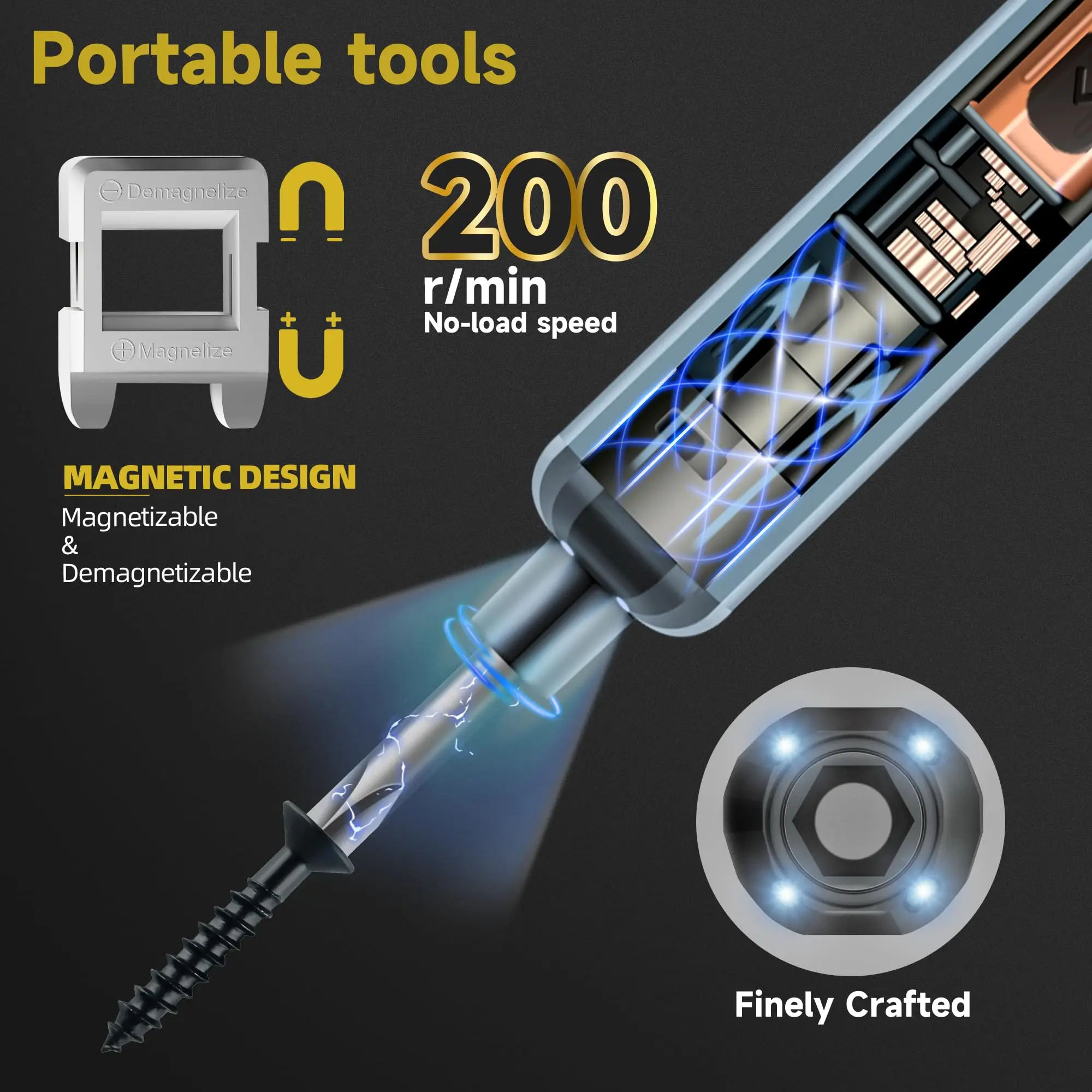 Mini Electric Screwdriver Set 68 in 1 with 64 Precision Magnetic Bits &5-speed torque Repair Power Tools for Phone Laptop Camera