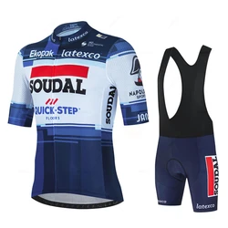 Soudal Quick Step 2023 Summer Cycling Jersey Suit Men's Breathable Mountain Bicycle Clothing Bike Mountain Maillot Ropa Ciclismo