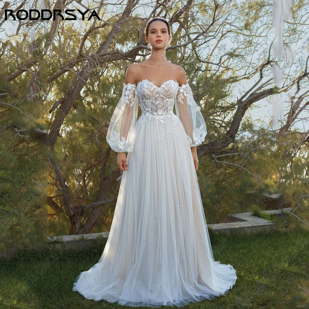 RODDRSY Princess Wedding Dress For Bride Detachable Sleeves Sweetheart Bride Gowns Lace Applique A-Line vestido de noiva 2024