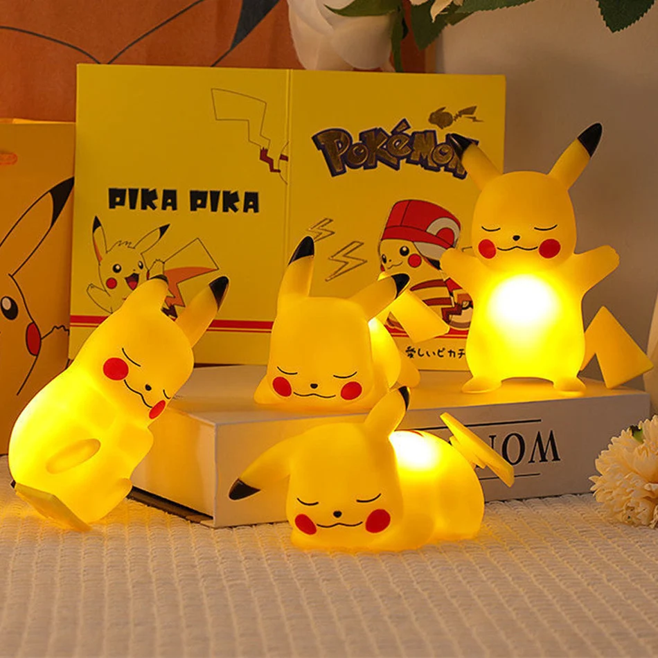 Gengar Pokemon Pikachu Night Light Cute Anime Soft Light Bedroom Bedside LED Light Room Decoration Christmas Children\'s Toy Gift