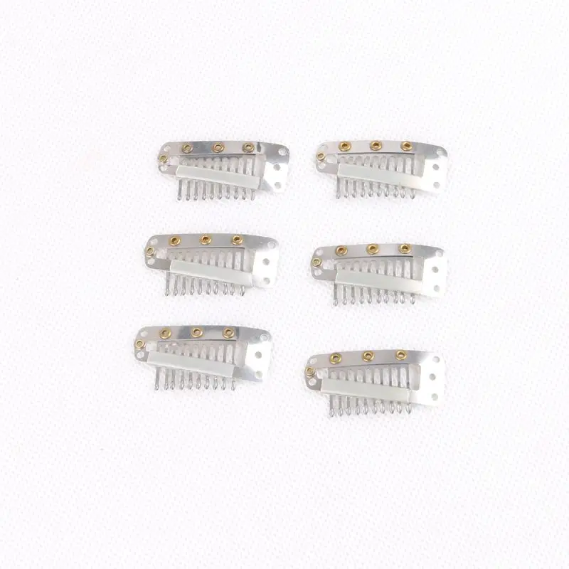 

100 3.8cm Wig Clips 10-teeth Hair Extension Clips with Back Silicone I Shape Wire Shape Snap Clips for Hair Extensions Tool