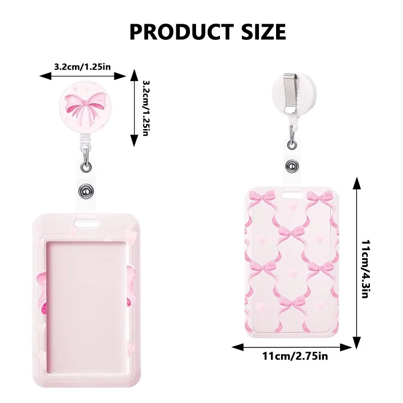 Bowknot Style ABS Retractable Rotatable Badge Reel Staff ID Badge Holder Name Tag Card Holder Set