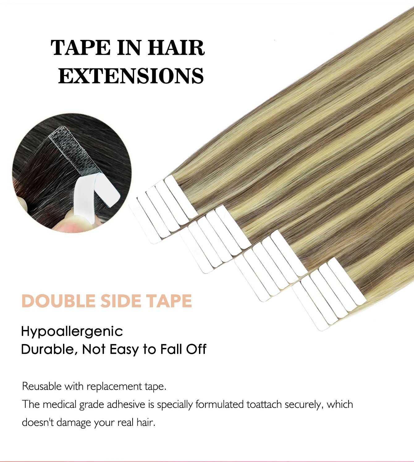 شريط مستقيم في وصلات الشعر لحمة الجلد الشعر البرازيلي 100٪ ريمي الشعر البشري