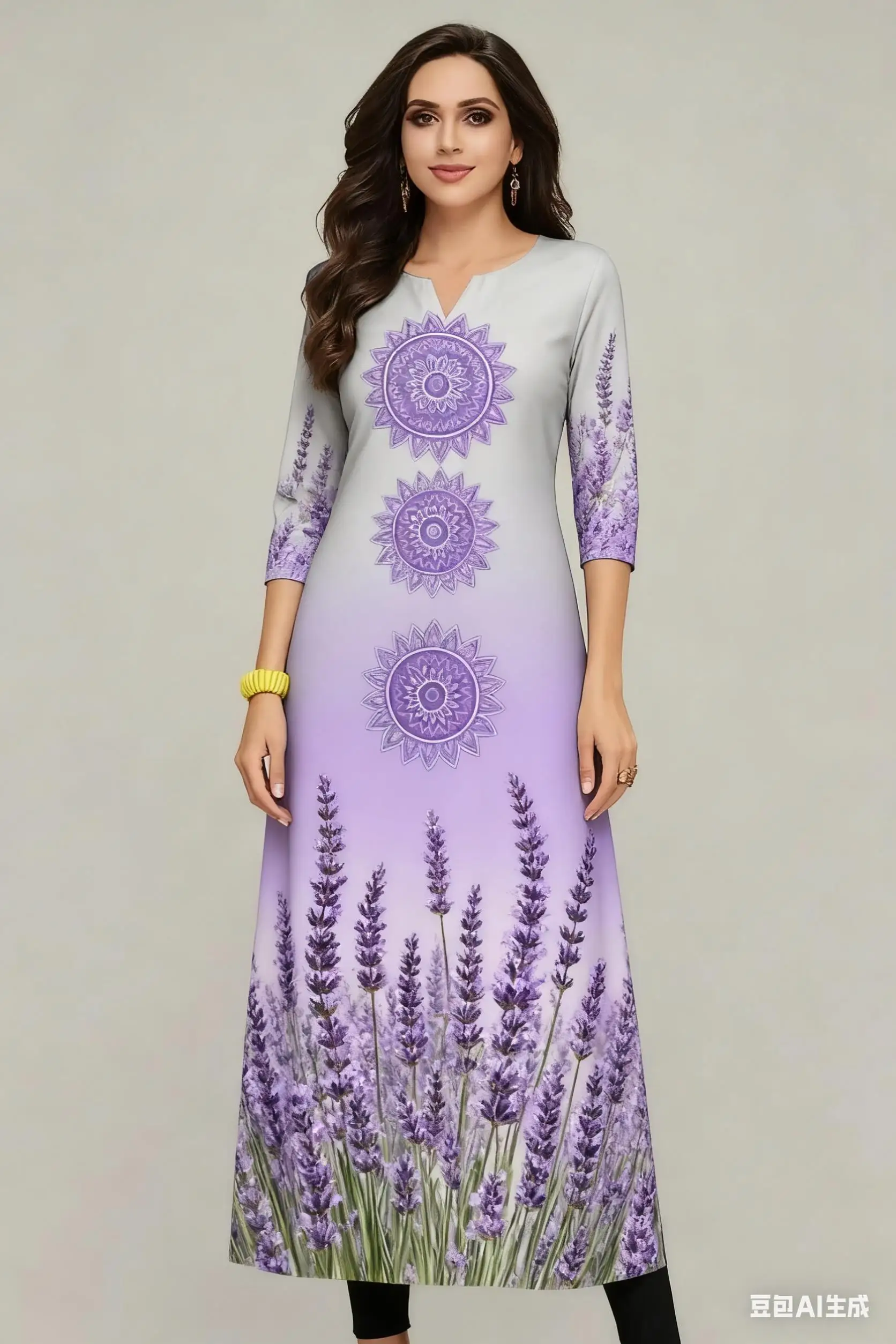 Musulmano Pavone Kurtta Abito moda casual da donna a maniche lunghe Tubo dritto Casual Fiore etnico Abaya Musulmane Abito modesto