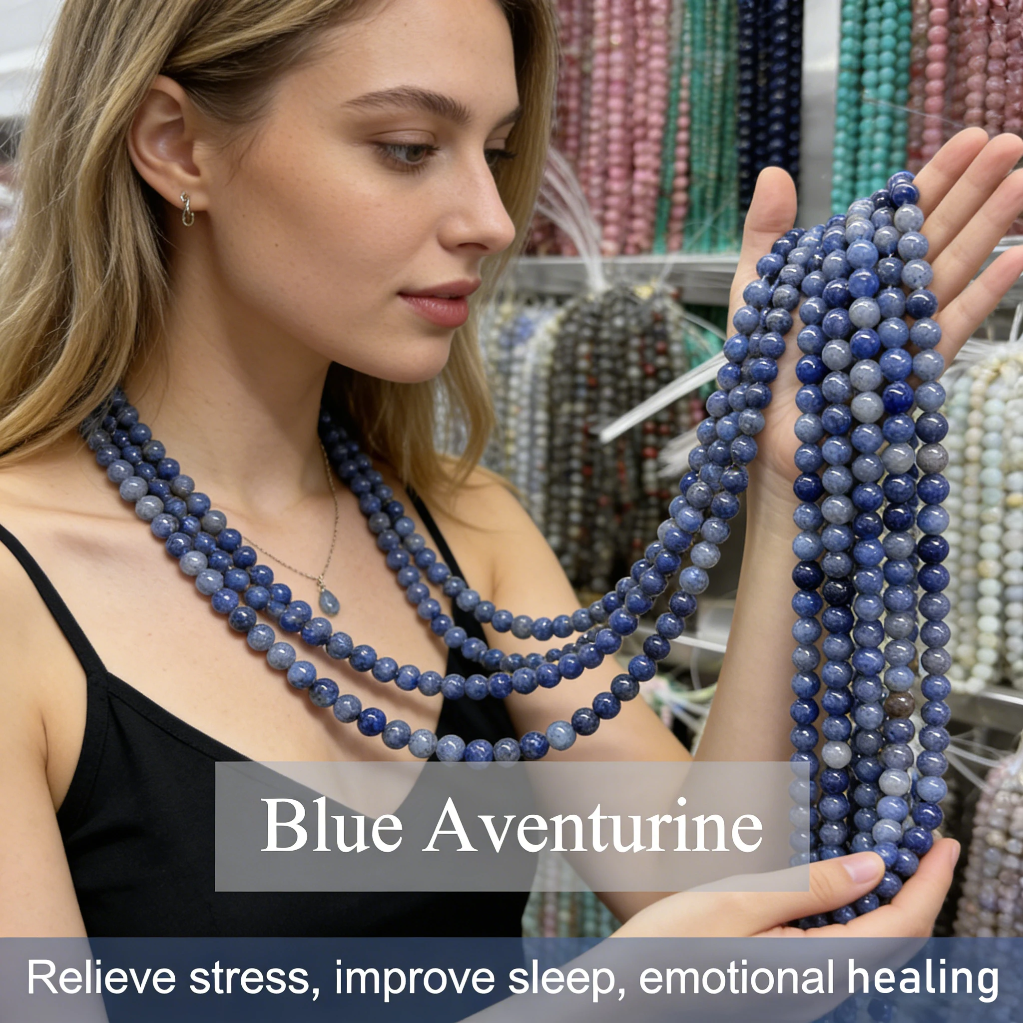 

Natural Stone Blue Aventurine Round Loose Beads 4mm 6mm 8mm 10mm For Jewelry Making DIY Bracelet & Necklace Craft Supplies