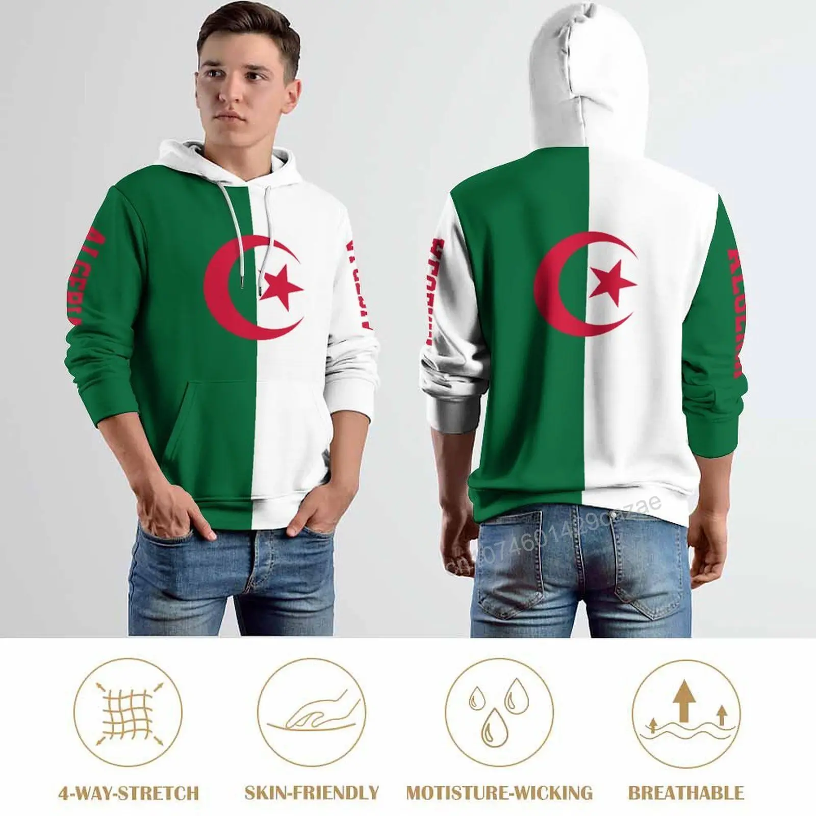 Algeria Country Flag 3D Hoodie Polyester Cool Men Women Harajuku Sweatshirt Unisex Casual Pullover Hoodies