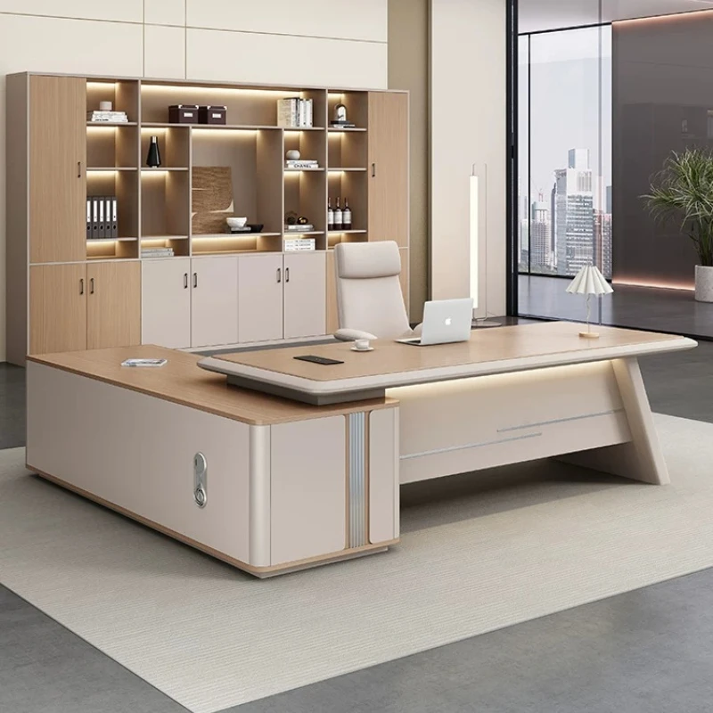 Light Luxury Modern Simple Boss Desk Chairperson President Manager office desks and workstations table file cabinet furniture