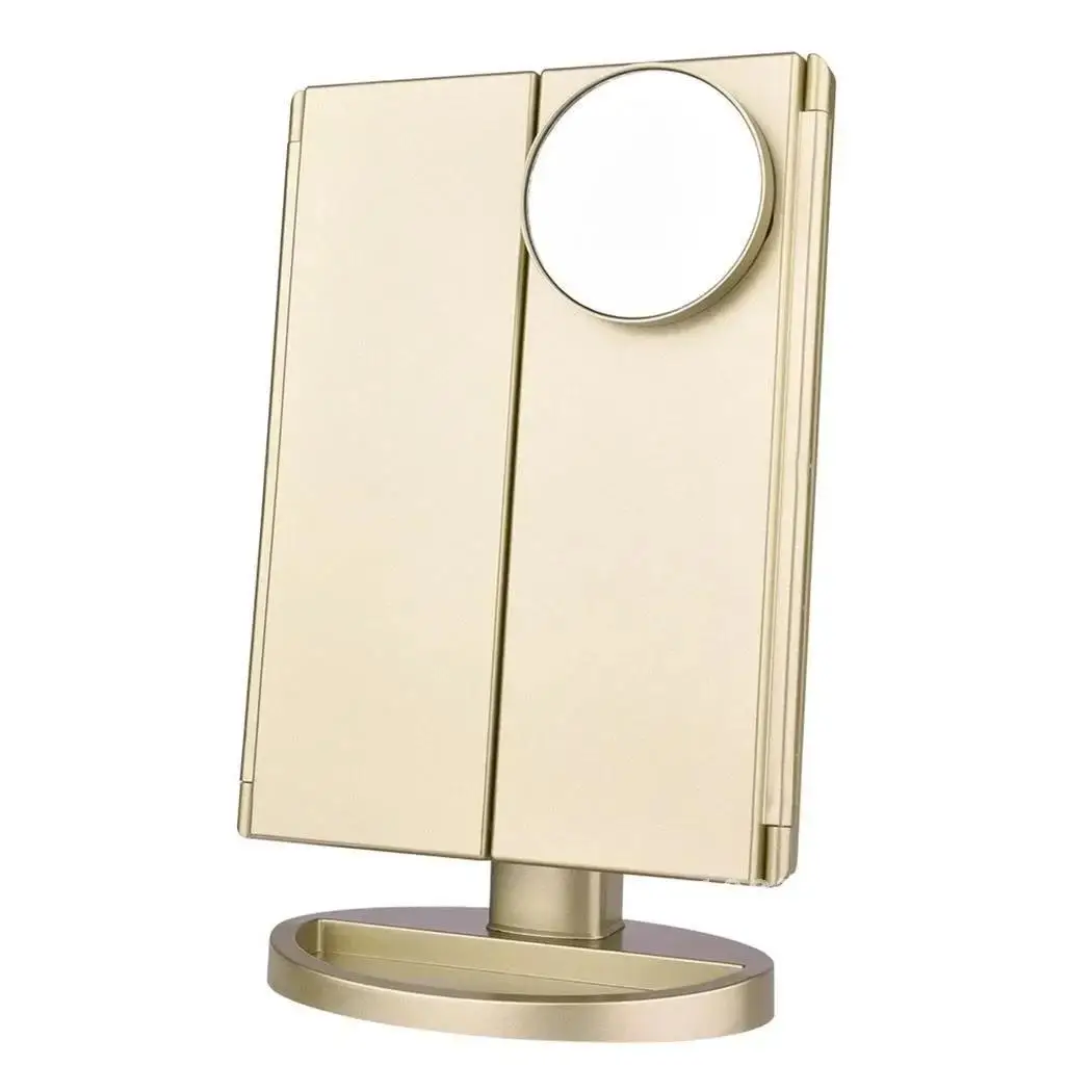 

Led Vanity Mirror with Light Portable 10X Magnifying Desktop Three Side Folding Vanity Mirror