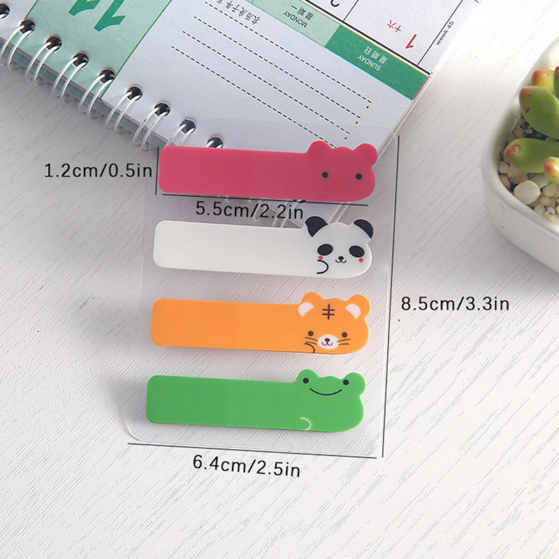 Cartoon Animals Index Stickers, Transparent Label Stickers, DIY Sticky Notes, Escritório e Material Escolar, 80 Páginas