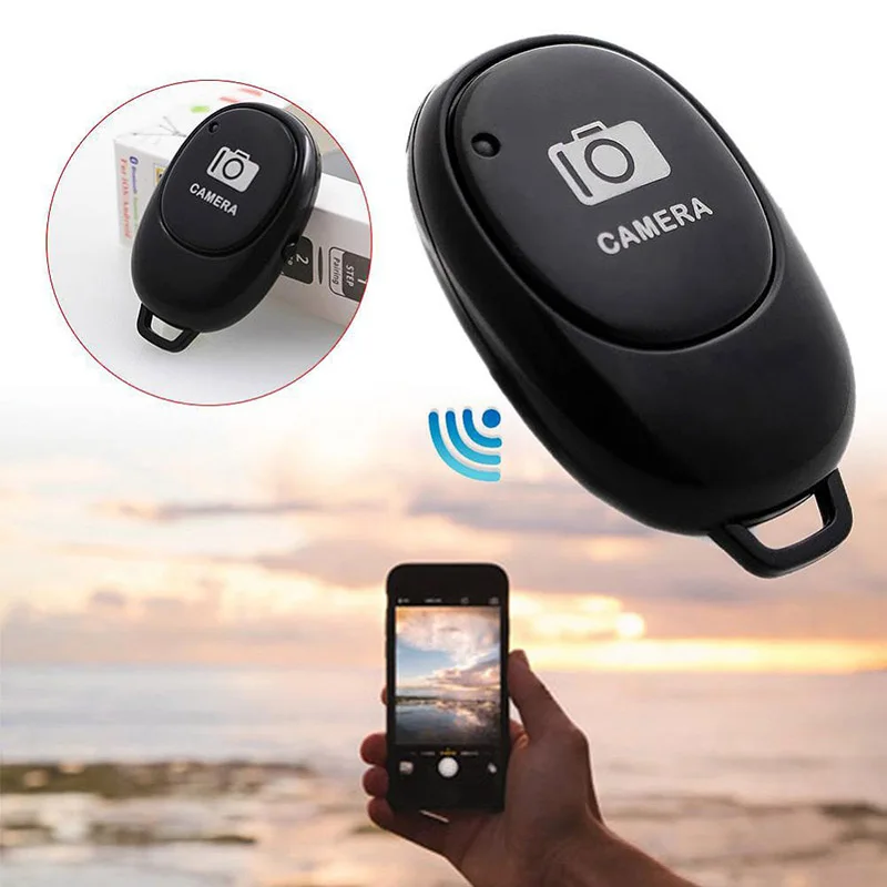 Mini bluetooth-botão de controle remoto compatível sem fio controlador auto-temporizador câmera vara obturador liberação telefone selfie