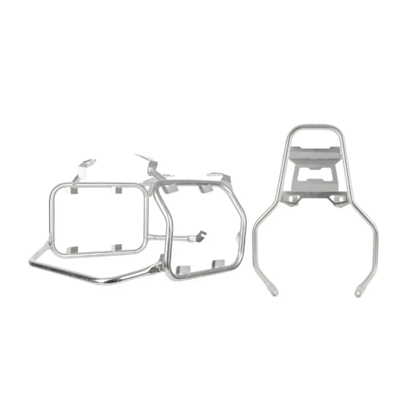 Universal Motorcycle Luggage Mount Stainless Steel 3‑Box Side Rack Aluminum Bracket Silver Black Replacement Part