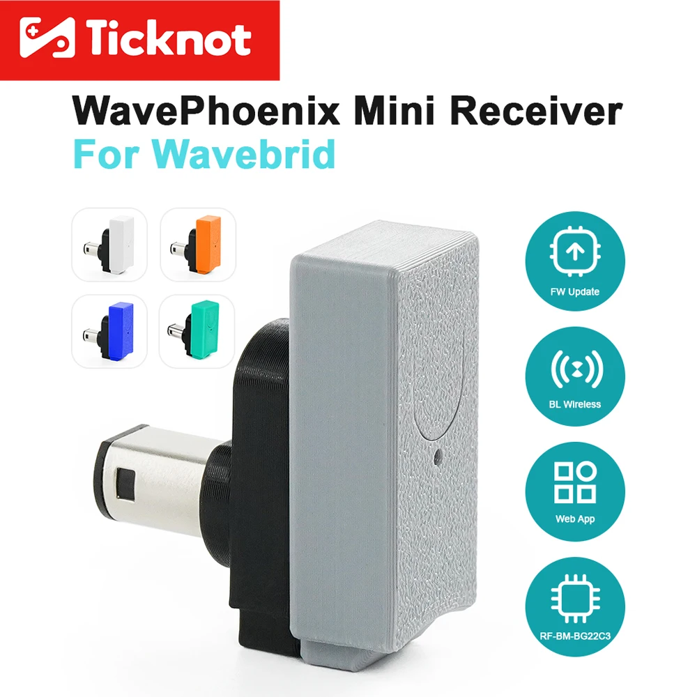 Receptor inalámbrico WavePhoenix para adaptador de controlador Nintendo WaveBird compatible con GameCube y Wii (RVL-001)